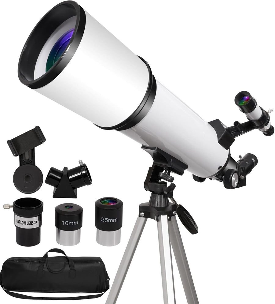 80mm Aperture Refractor Telescope 600mm Focal Length 180x Zoom Tripod