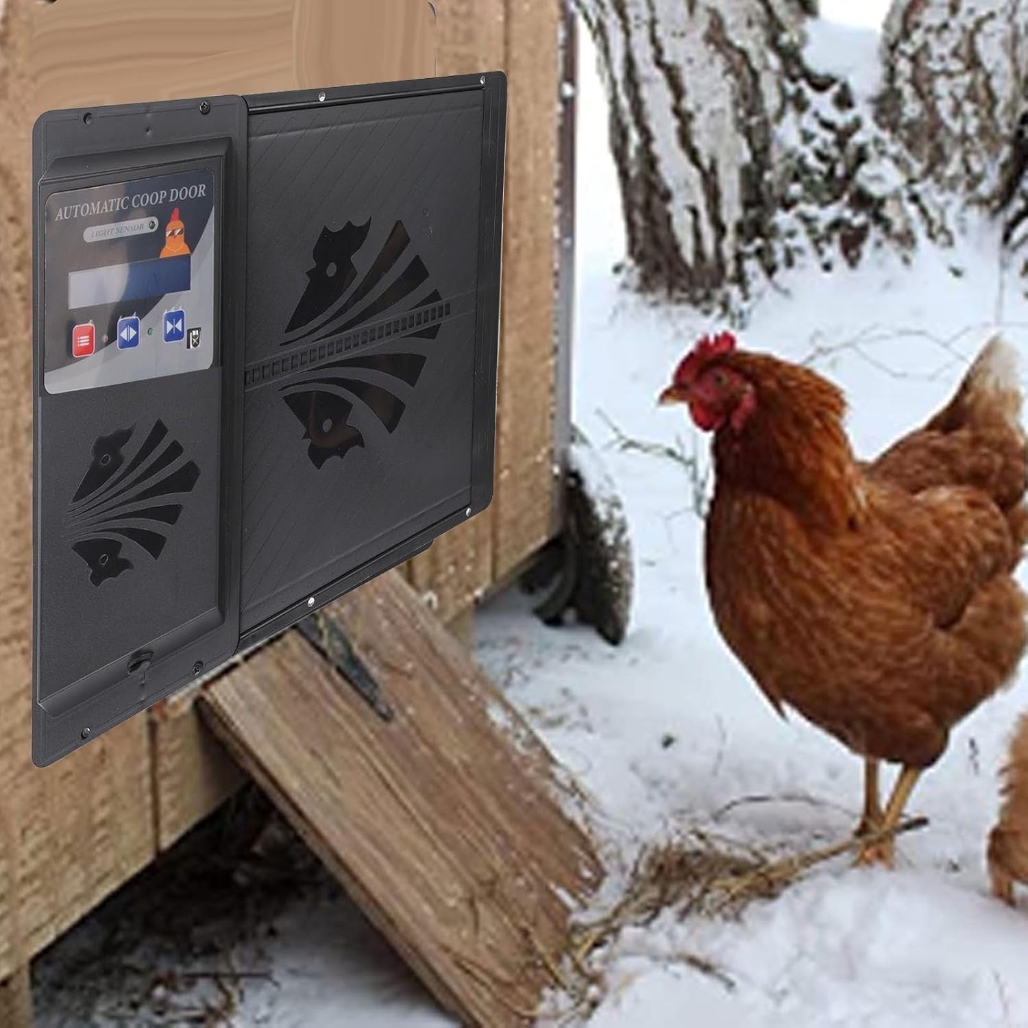 Automatic Chicken Coop Door Opener Horizontal Timer Black