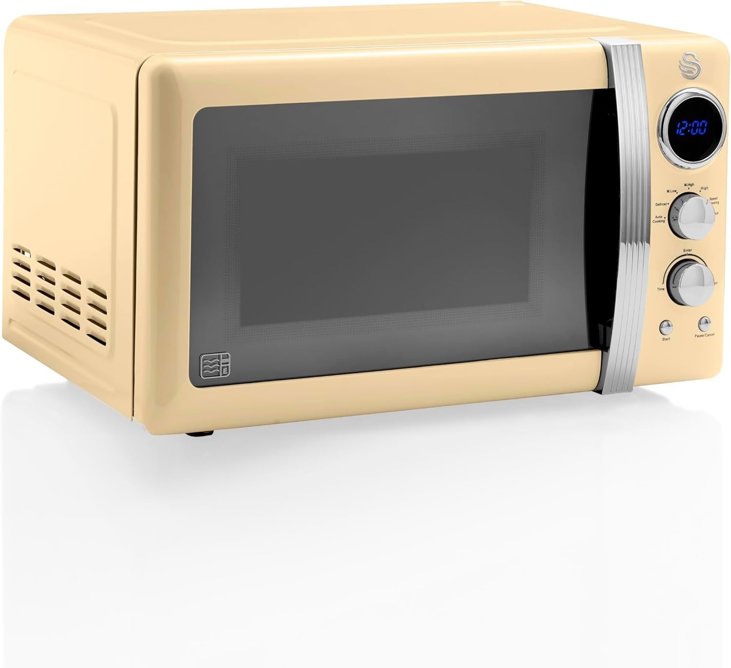 Cream 20L Retro LED Digital Microwave 800W 6 Power Levels