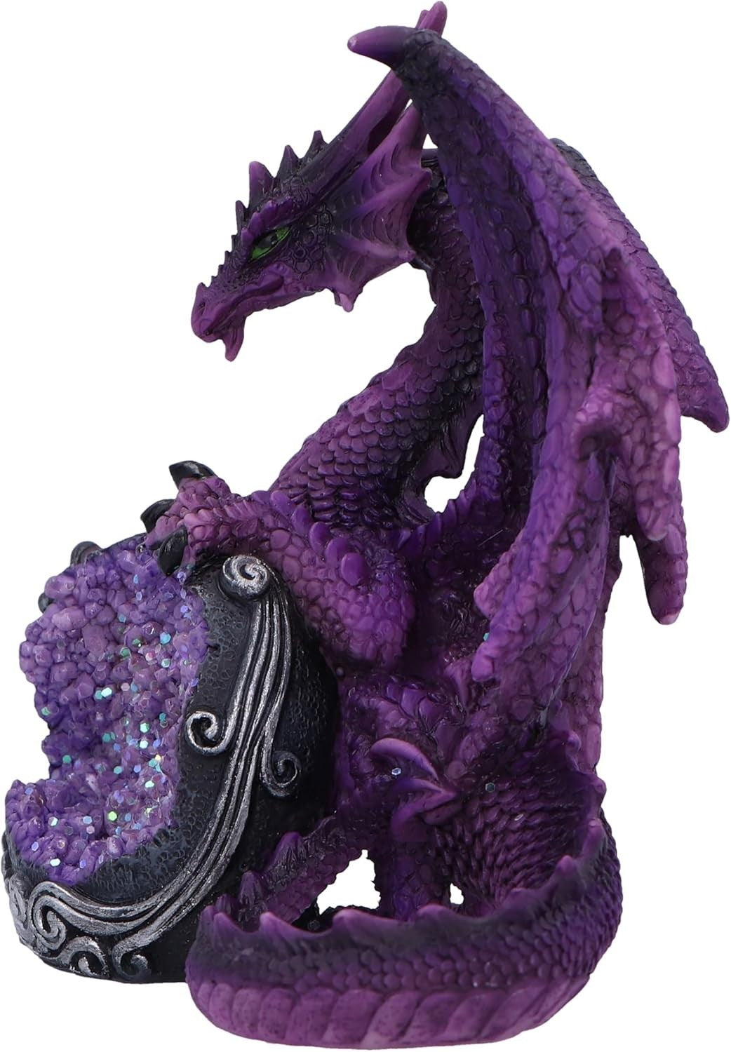 Purple Dragon Geode Ornament 11.5cm | Crystal Sphere Fantasy Figurine Gift Decor