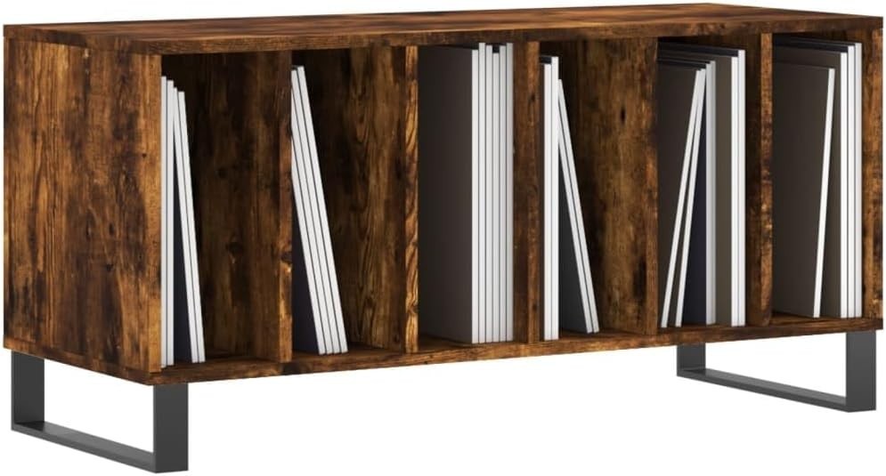 Durable Engineered Wood Vinyl Record Cabinet with Iron Feet & Sturdy Top