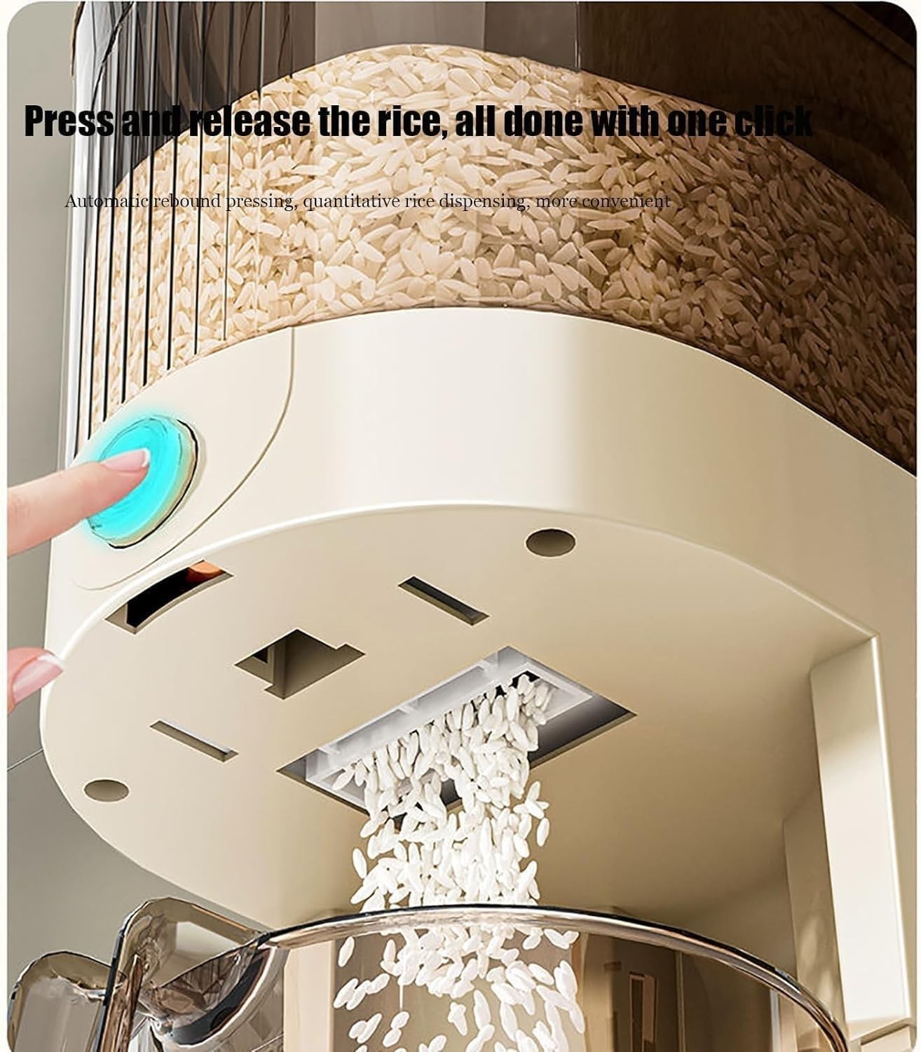 Airtight Rice Storage Container 5-10KG Grain Dispenser with Measure Cup