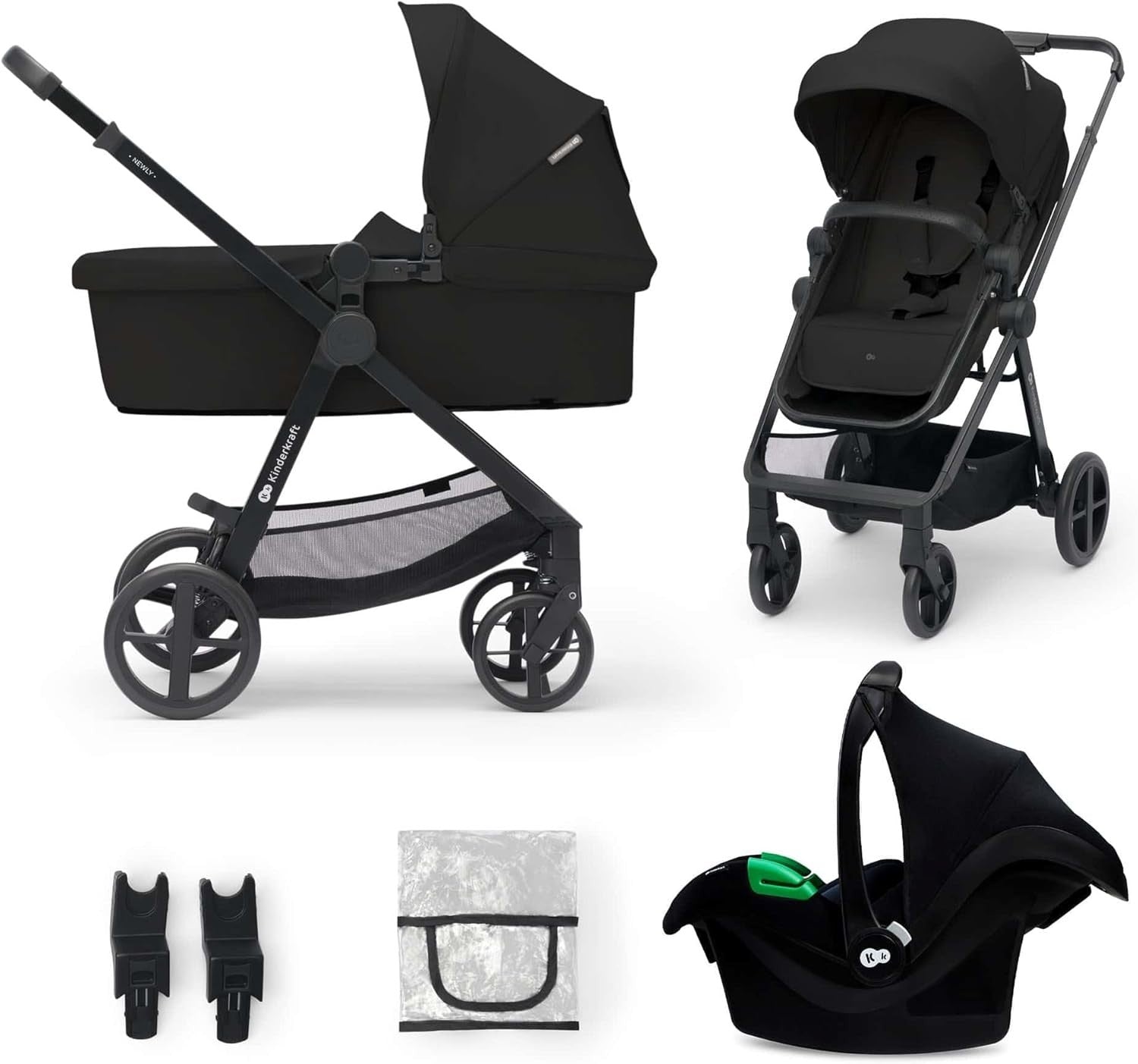 3-in-1 Baby Travel System Pram Car Seat Lightweight Foldable All-Terrain
