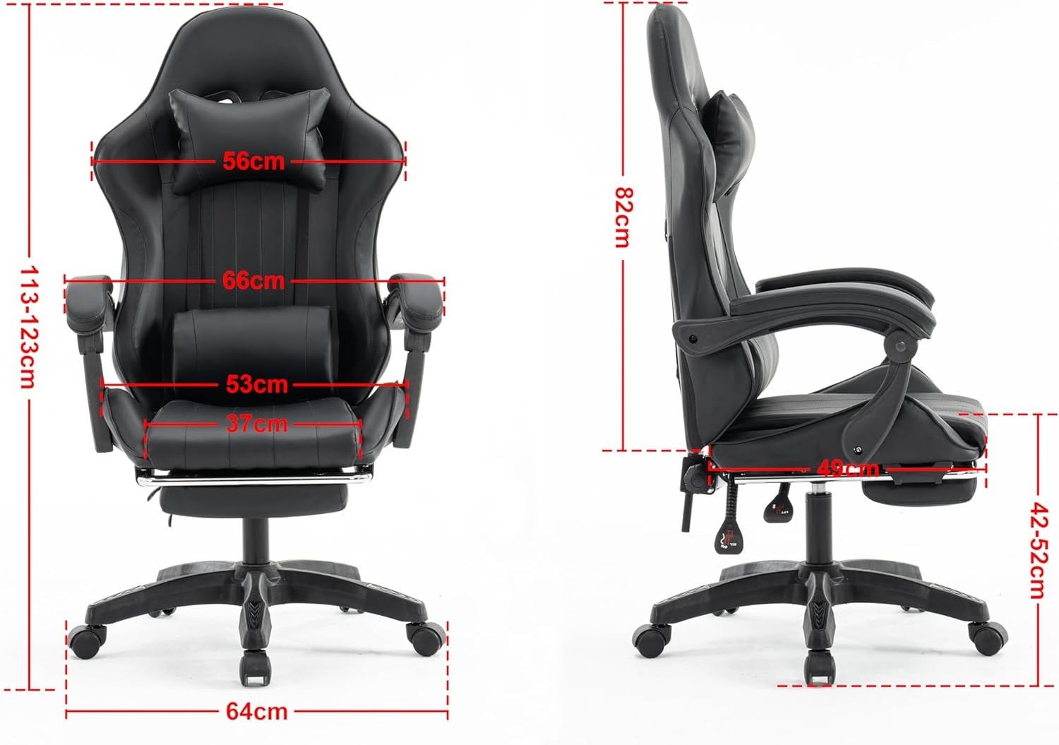 Millhouse Gaming Racing Desk Chair with Footrest & Lumbar Support – Black