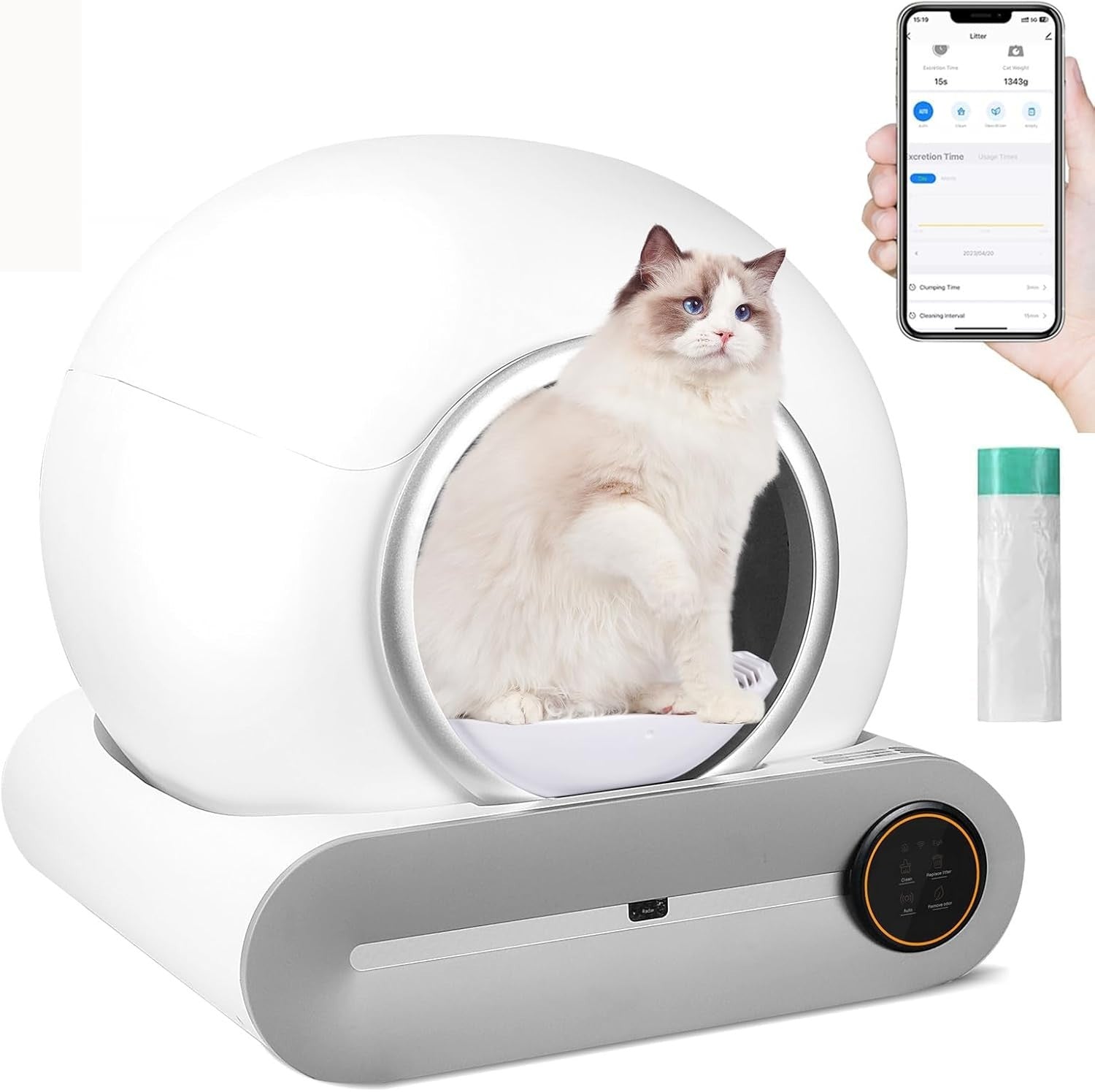 Self Cleaning Cat Litter Box App Control 65L Smart Auto Multi Cat