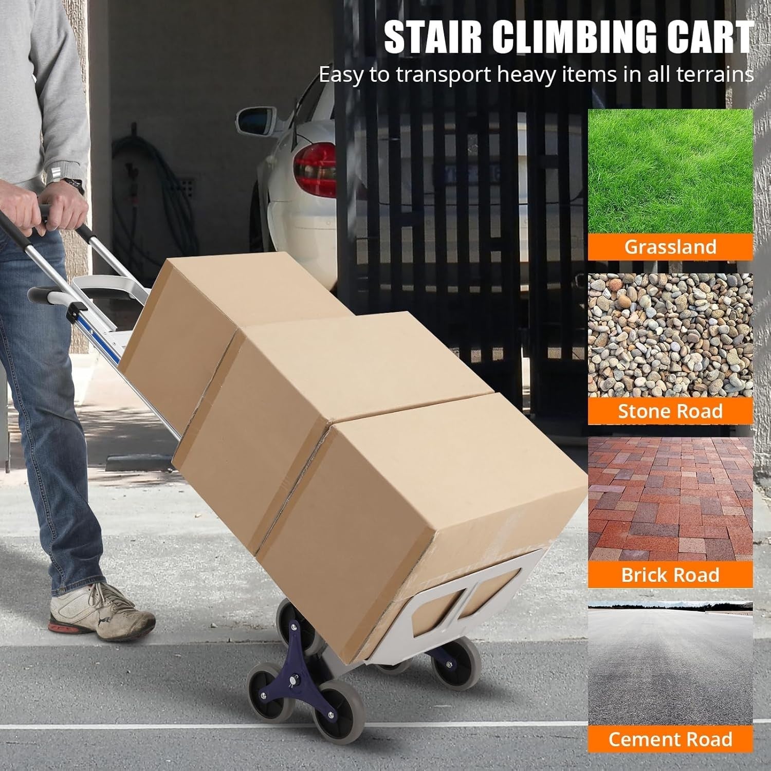 Heavy Duty Stair Climbing Hand Truck 550lb Aluminum Dolly 6 Wheels