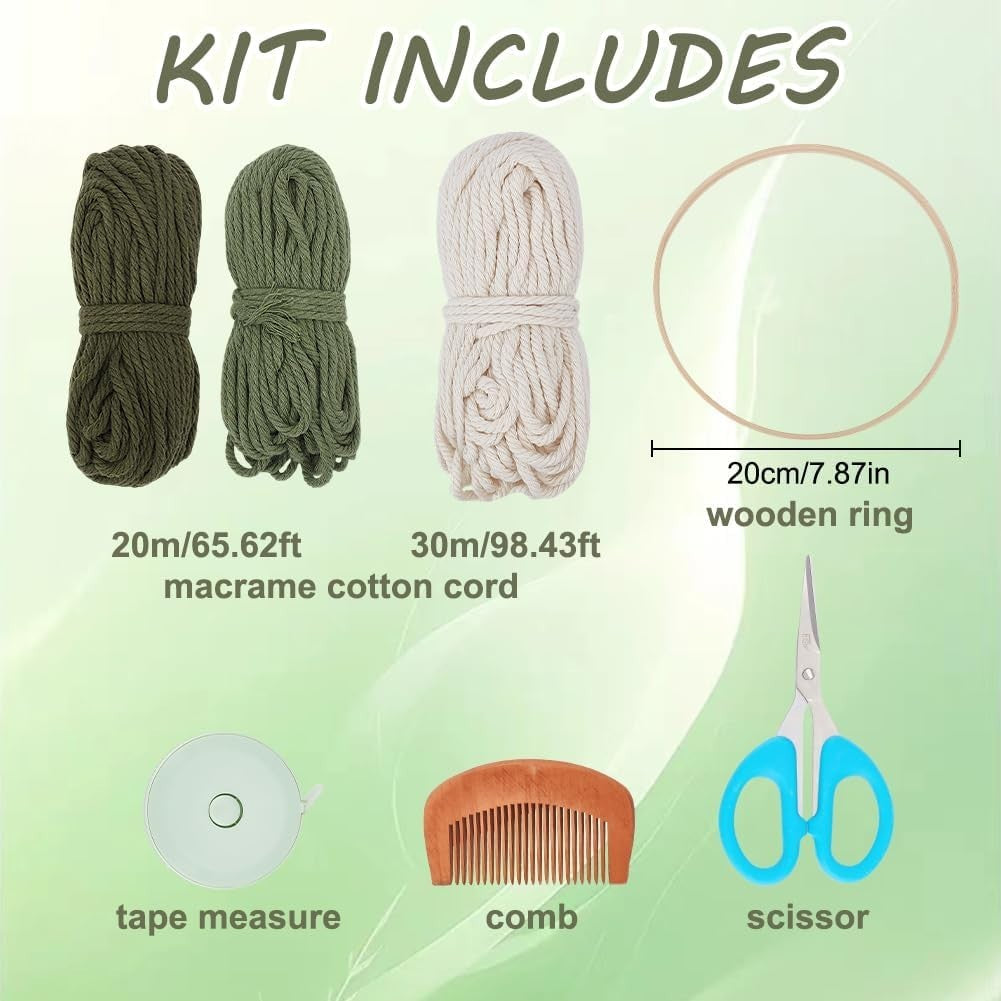DIY Boho Macrame Dreamcatcher Kit Cotton Rope Wall Decor