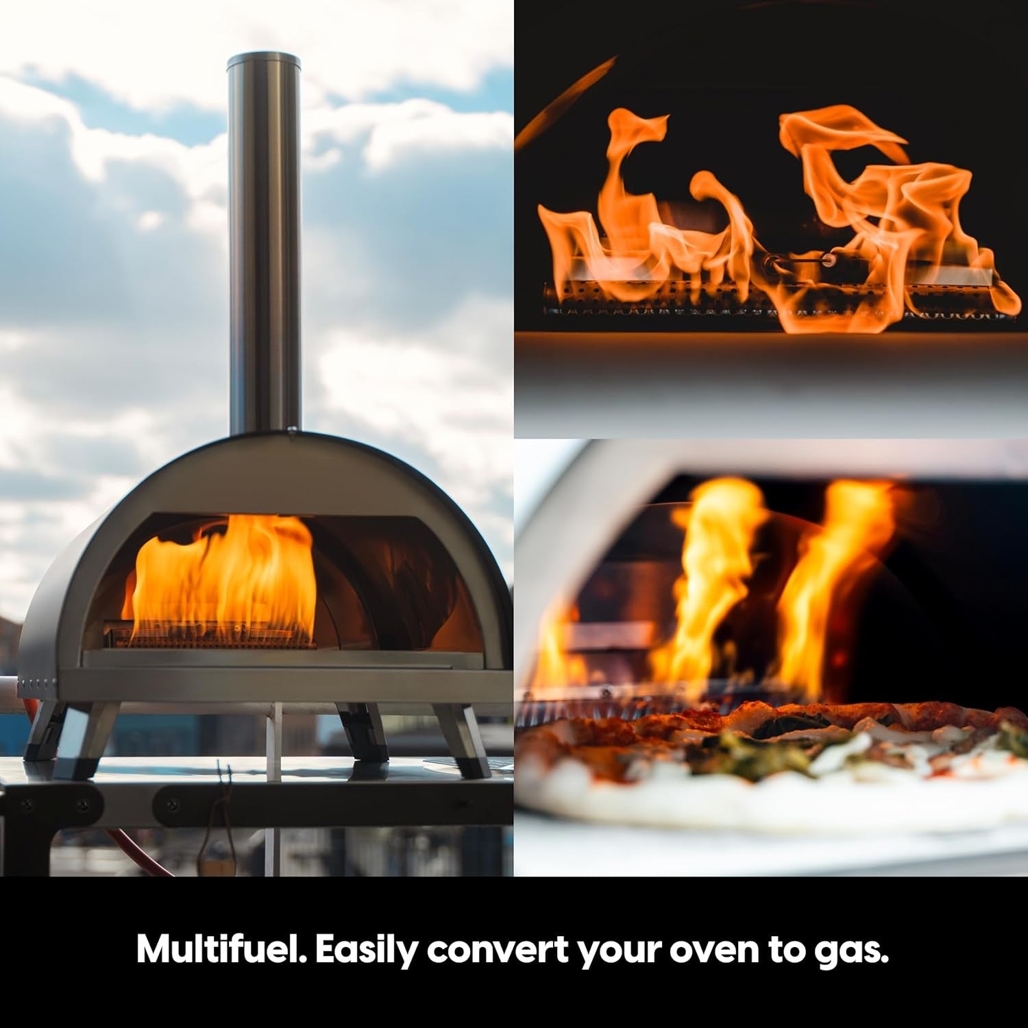 Multifuel Outdoor Pizza Oven with Peel & Cover | Tabletop Garden BBQ Cooker