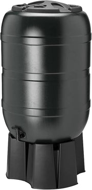 210L Black Water Butt Kit With Stand, Tap & Lockable Lid | Garden Rain Collector