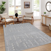 Washable Anti Slip Area Rug 200x290cm Soft Short Pile Geometric Carpet
