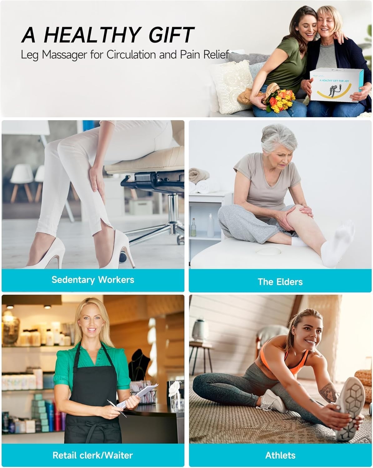 Leg Massager for Circulation with Heat, Compression & Foot Pain Relief