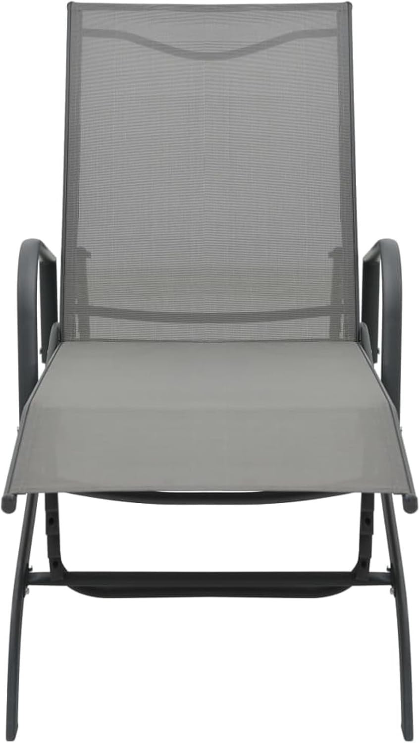 Adjustable Outdoor Sun Lounger with Wheels, Water-Resistant Textilene & Steel Fr