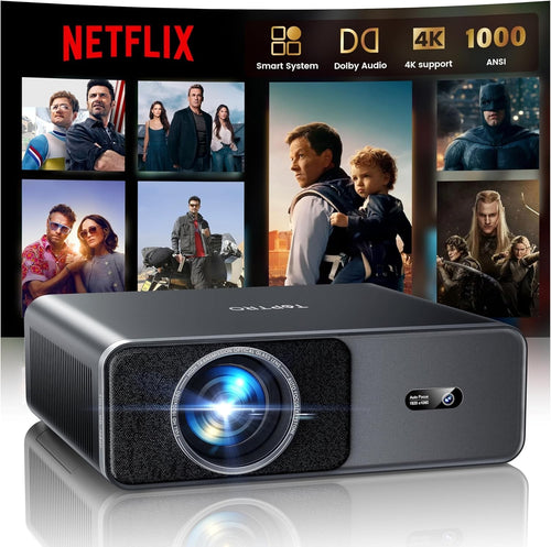 1000 ANSI Smart Projector 1080P 4K WiFi 6 Bluetooth Dolby Netflix