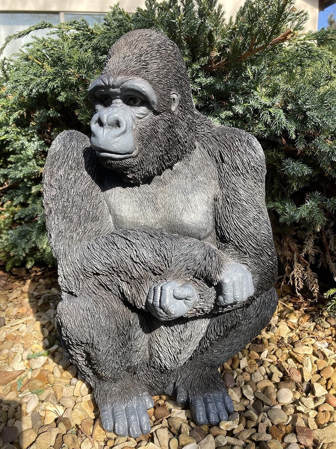 Realistic Gorilla Garden Statue 15" Resin Weather-Resistant Outdoor Ornament