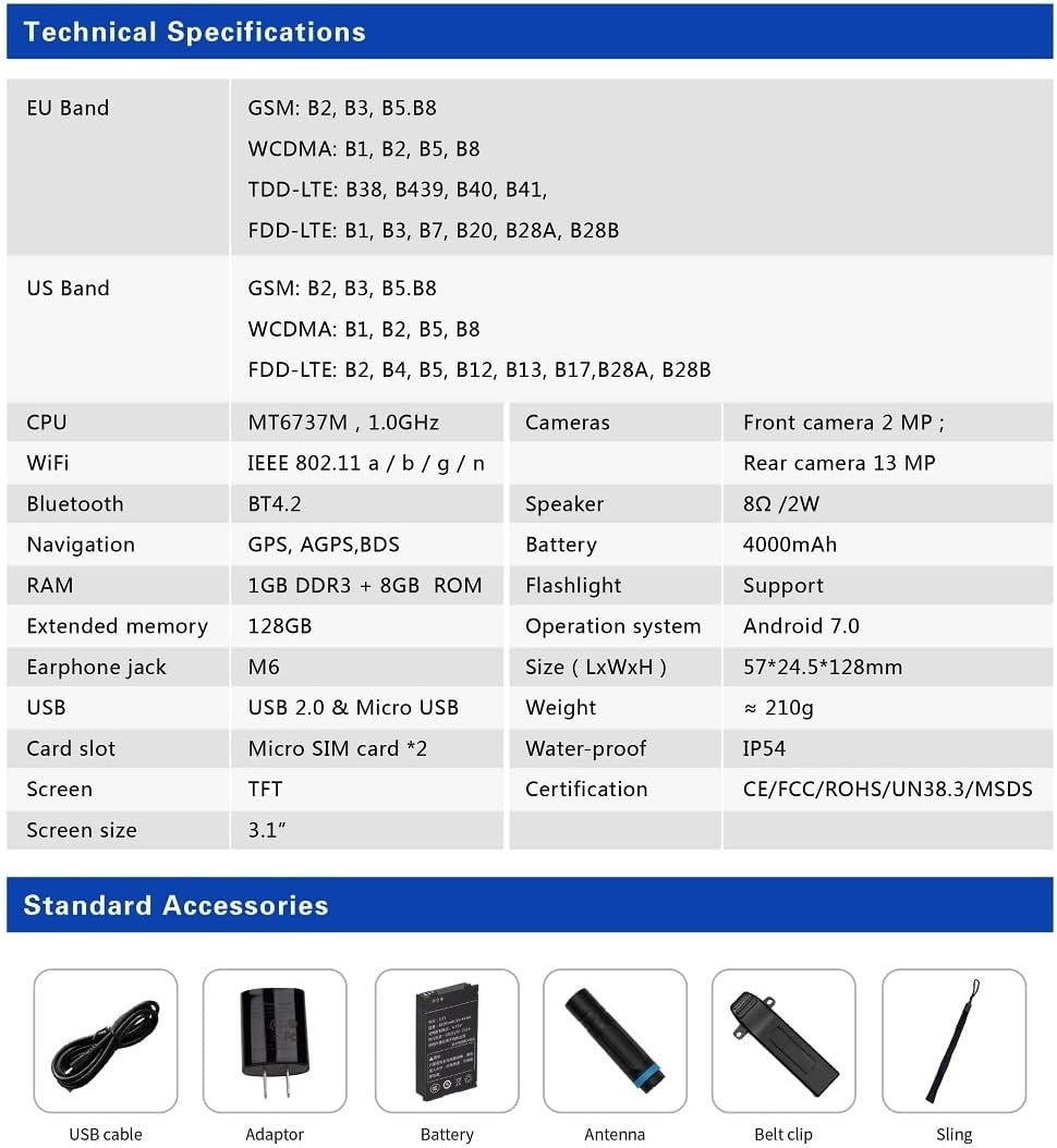 Network Walkie Talkie GPS Android PTT LTE 4G Waterproof Radio Phone