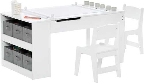 Kids Art Table & Chair Set with Lift-Top, Storage Boxes & Paper Roll