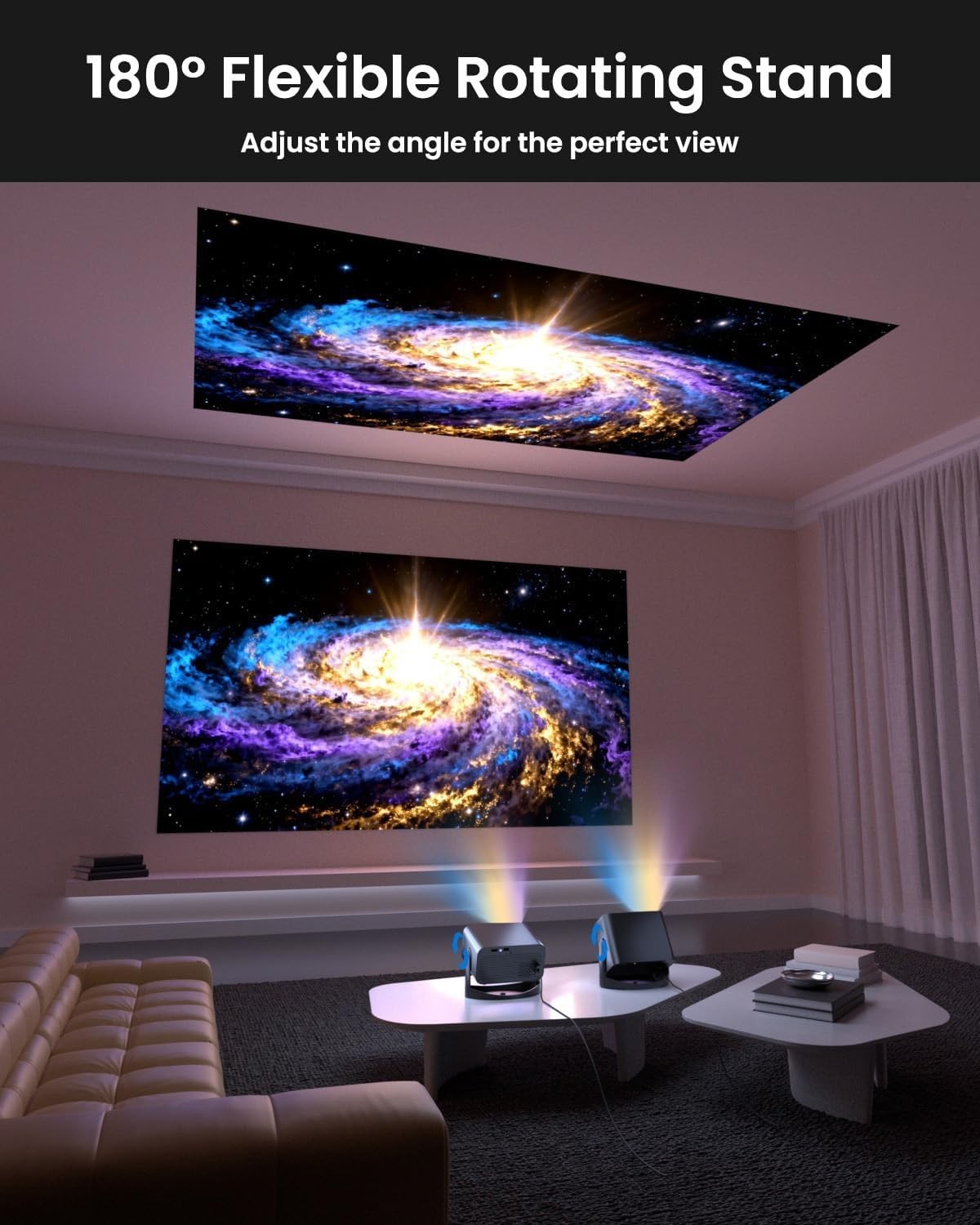 Mini 1080P Smart Projector 4K Support WiFi Bluetooth Electric Focus
