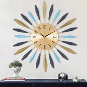 Large Metal Sunburst Wall Clock 56cm Modern Silent Decor Living Room Art
