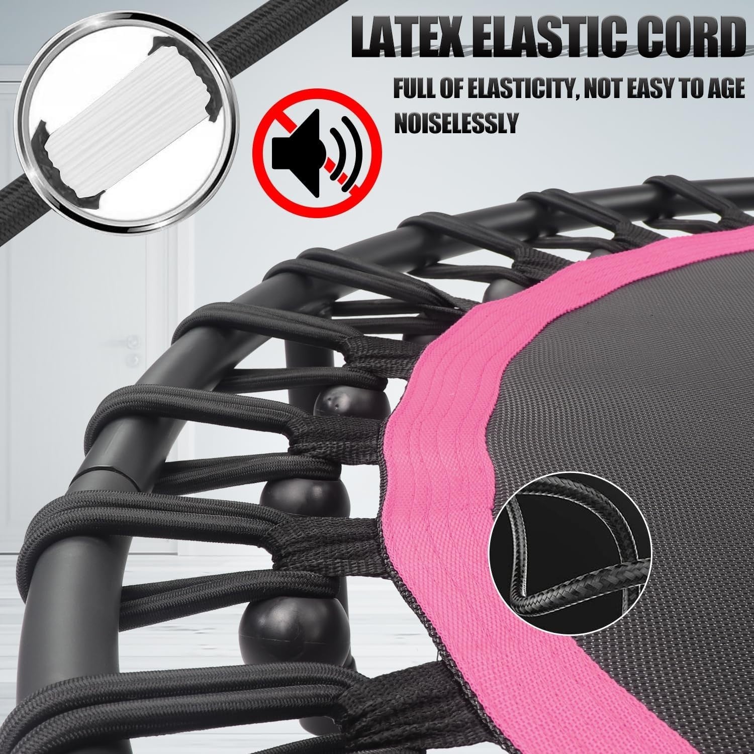 40in Silent Fitness Rebounder Trampoline Bungee Indoor Cardio