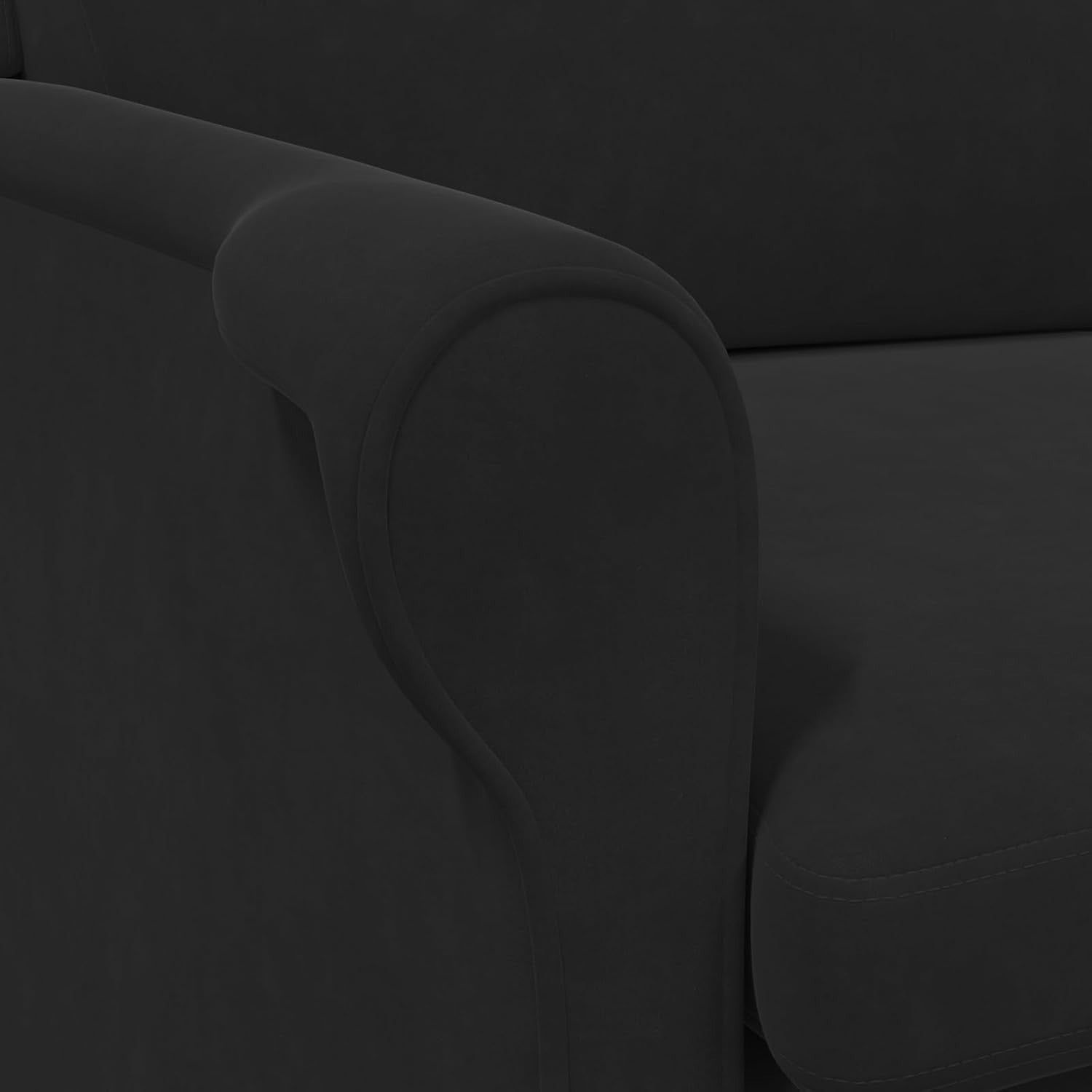 Black Fabric Armchair Ergonomic Lounge Chair Soft Seat Wooden Legs