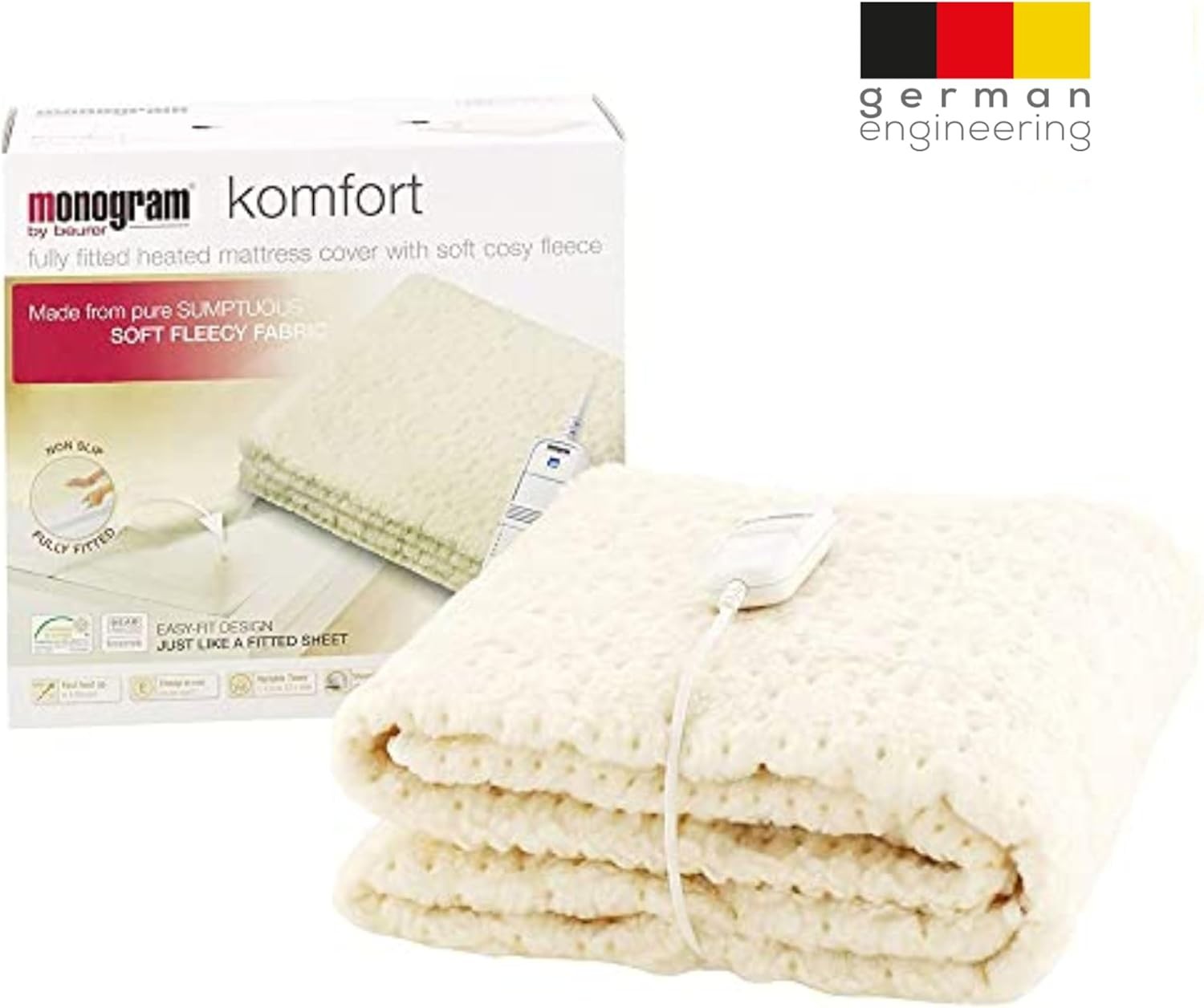 Single Electric Heated Mattress Cover 6 Heat Settings Washable Fitted