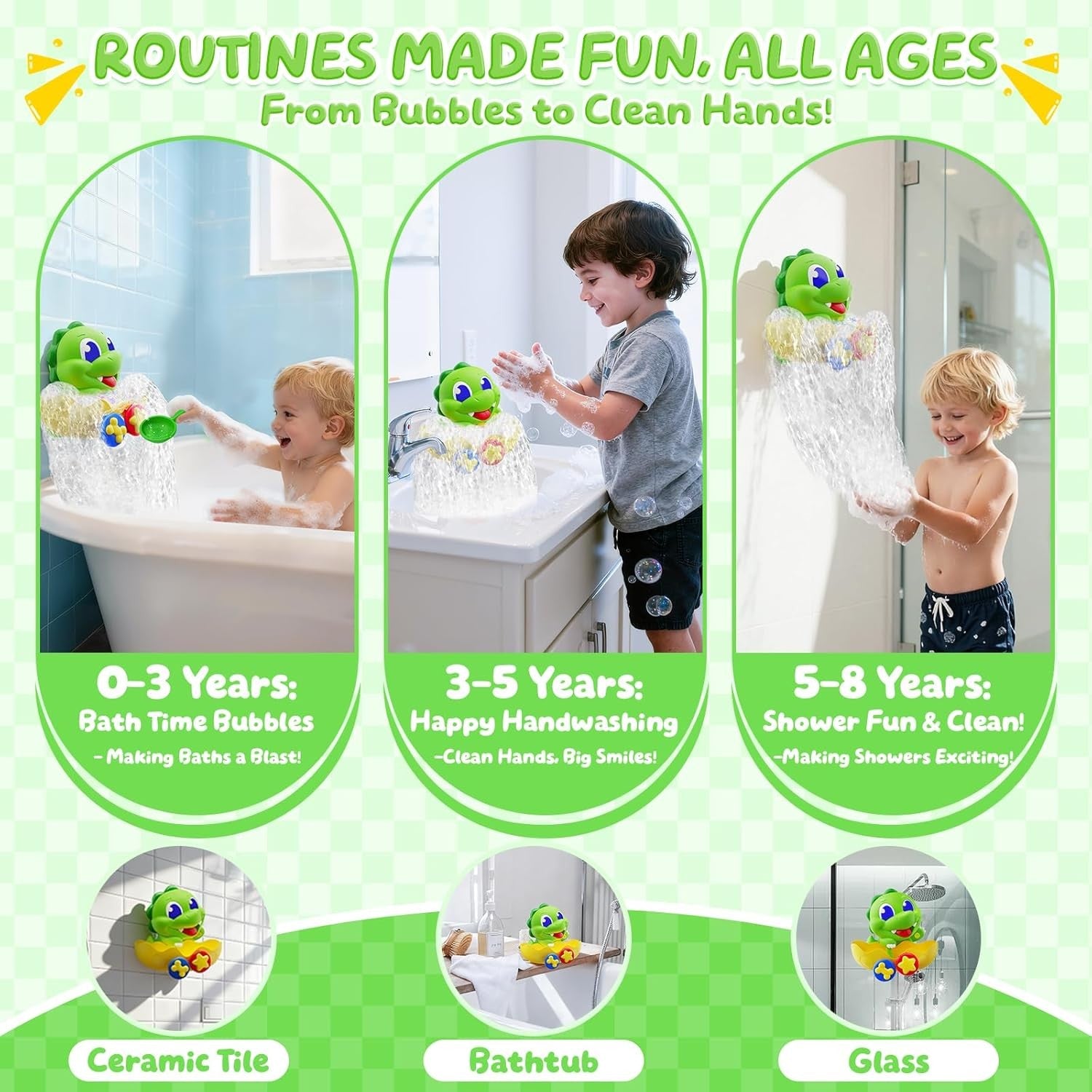 Light Up Dinosaur Bath Bubble Machine Toy for Toddlers Baby Bath