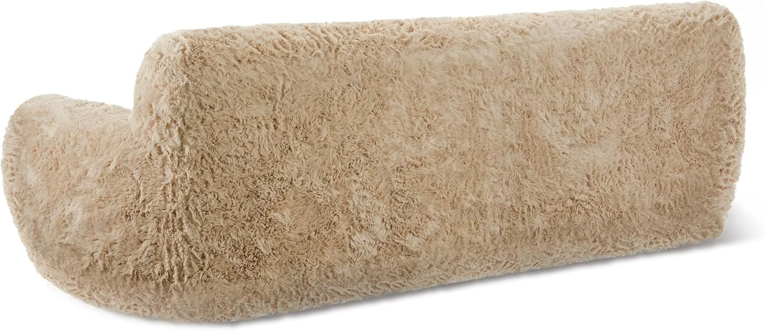 Luxury Faux Fur 3 Seater Sofa Fluffy Cloud Couch Nordic Modern Beige
