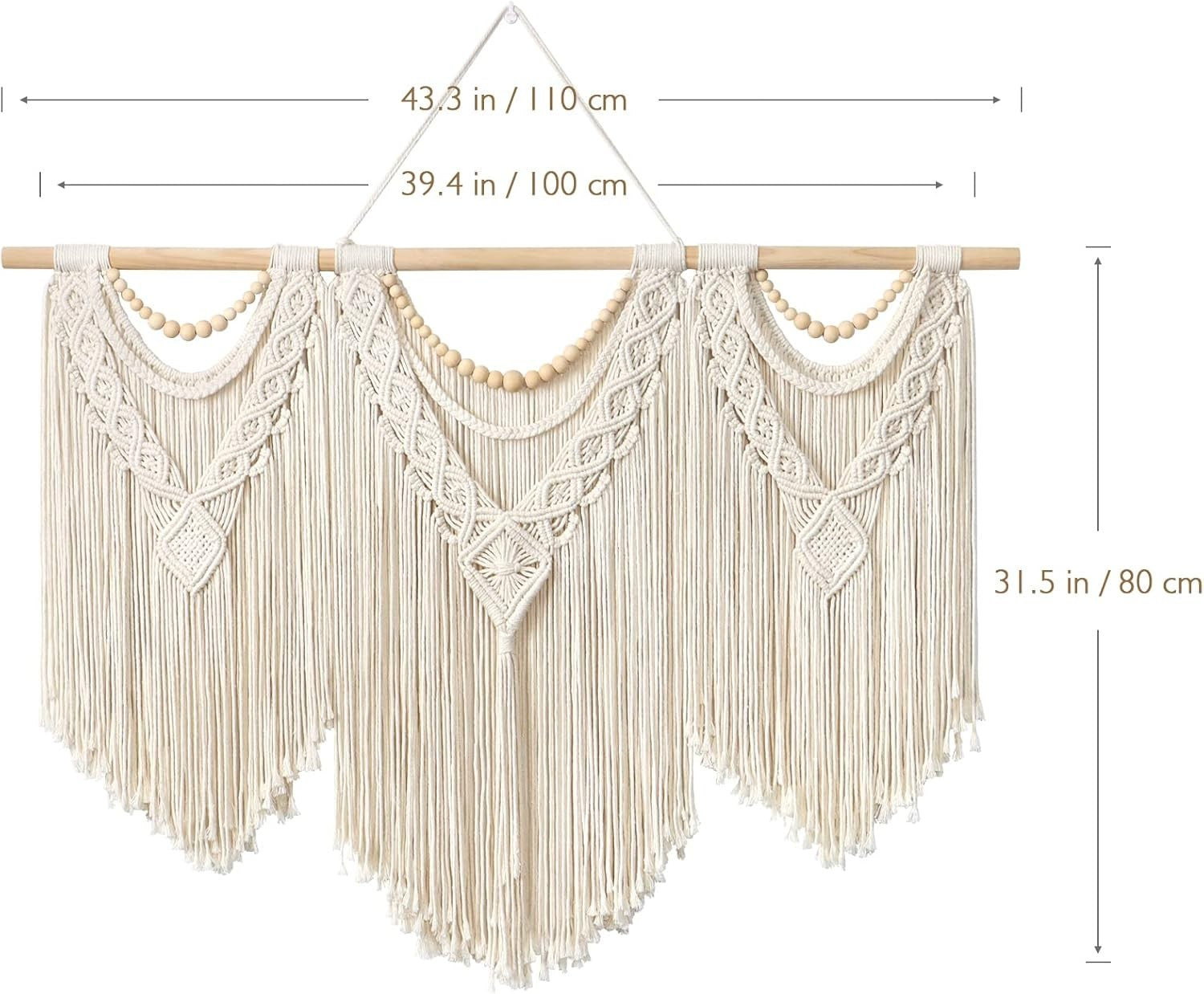 Large Boho Macrame Wall Hanging Tassel Woven Tapestry Decor