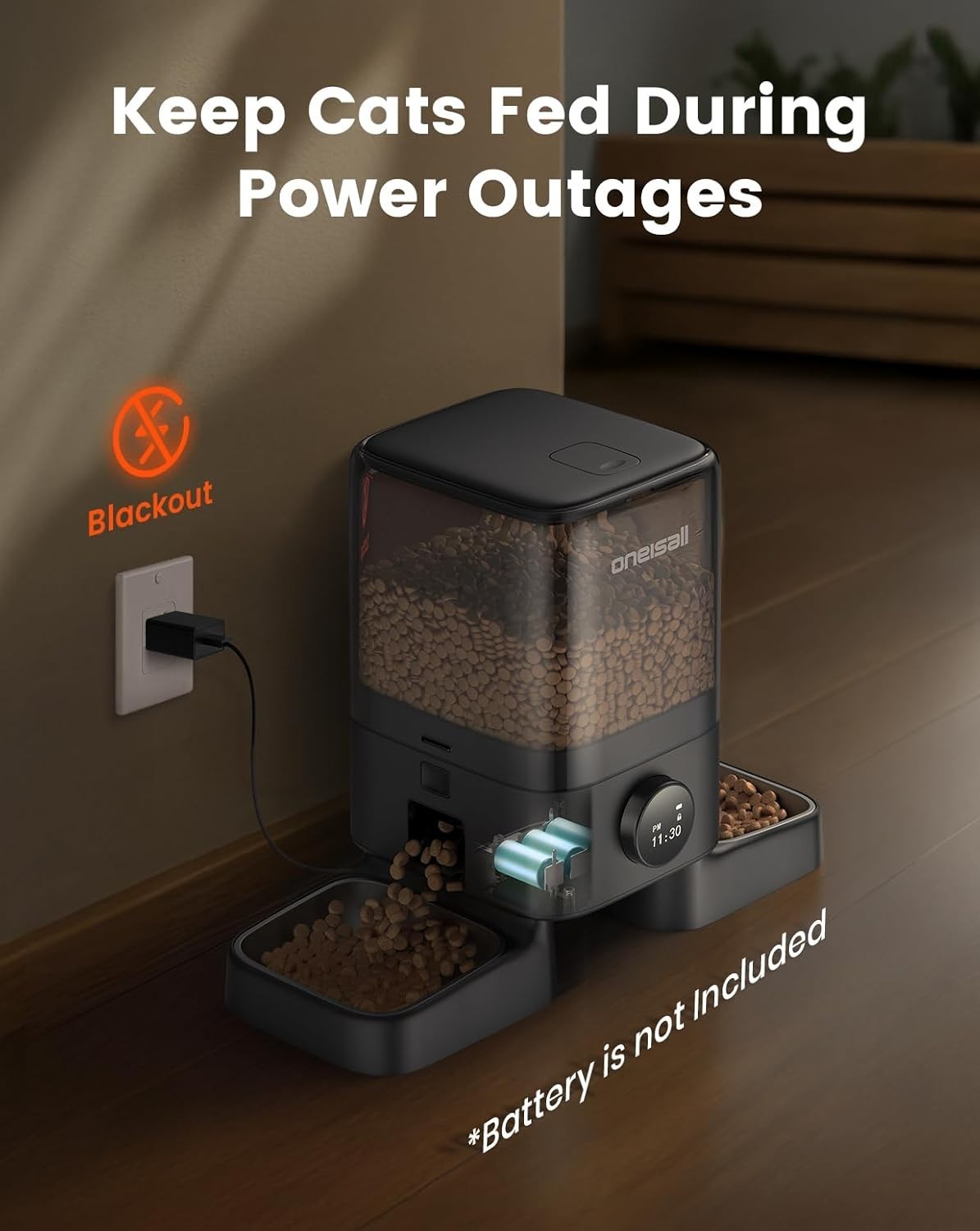 Automatic Cat Feeder for 2 Cats 5L Timed Food Dispenser Dual Bowl