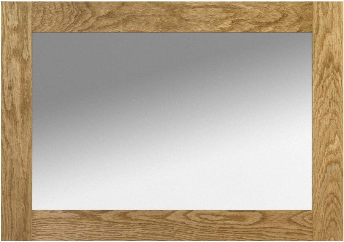 Large Oak Wall Mirror Rectangular 100x70cm Solid Wood Bedroom Hallway