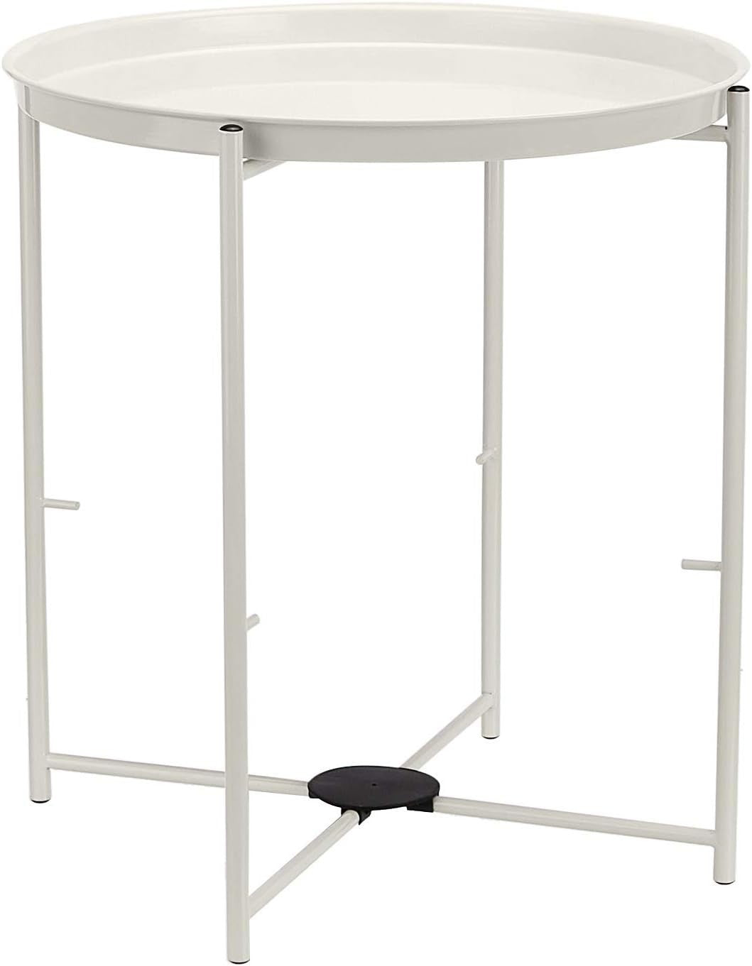 Round Storage End Table Heather with Fabric Bin 45x45x48cm Modern