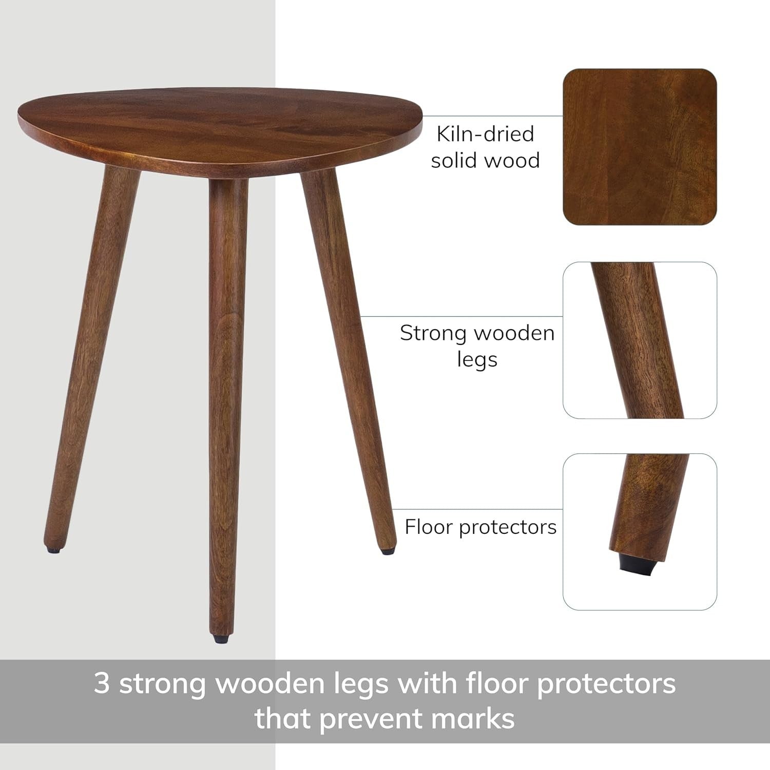 Walnut Triangle End Table Small Side Table Solid Wood Modern Minimalist 40x40x45