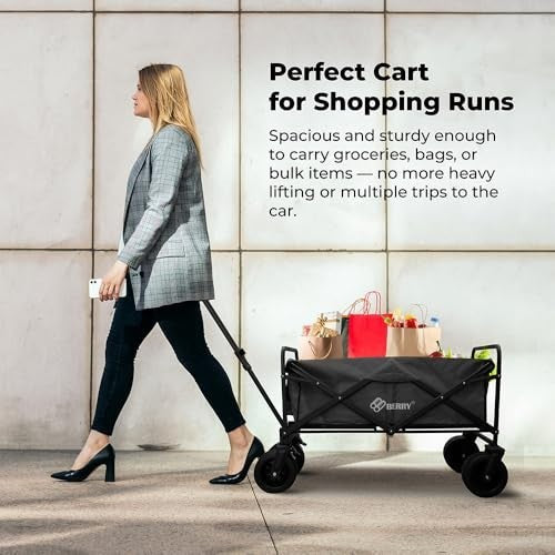 Heavy-Duty Foldable Utility Wagon Cart | 150KG All-Terrain Trolley Black