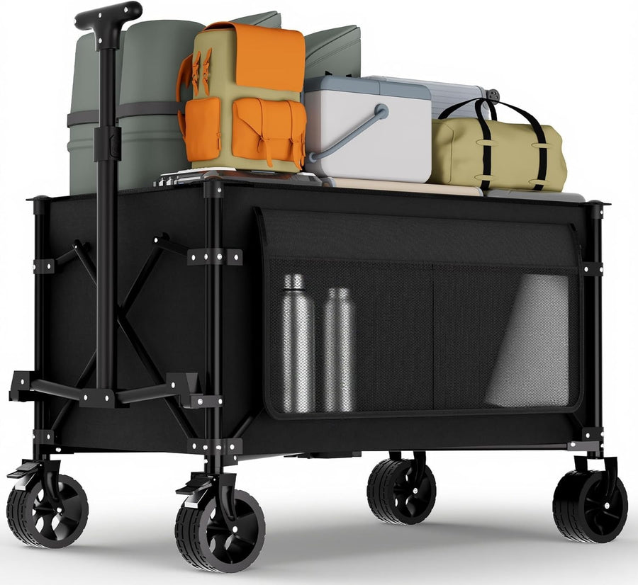 150L Folding Heavy Duty Festival Trolley Cart with Adjustable Handle & Wheels