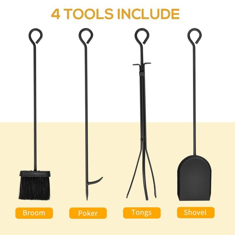Steel Firewood Rack with Tools – Indoor/Outdoor Log Storage Stand