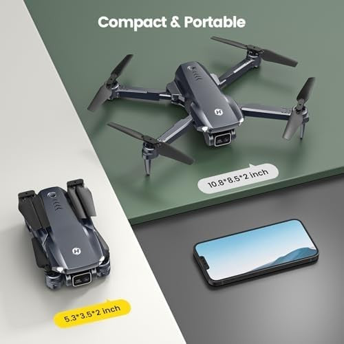 1080P FPV Foldable Drone w/ Optical Flow, Tap Fly, 2 Batteries, Gift for Kids