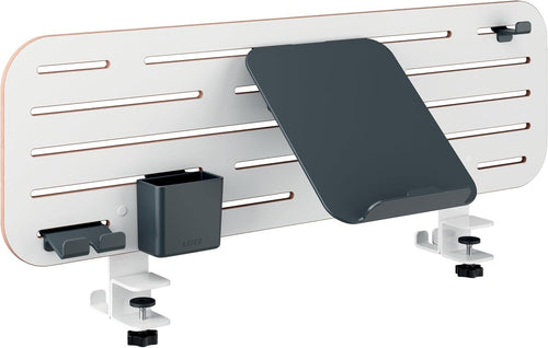 White Pegboard Desk Organiser with Laptop Holder & Accessories 80cm