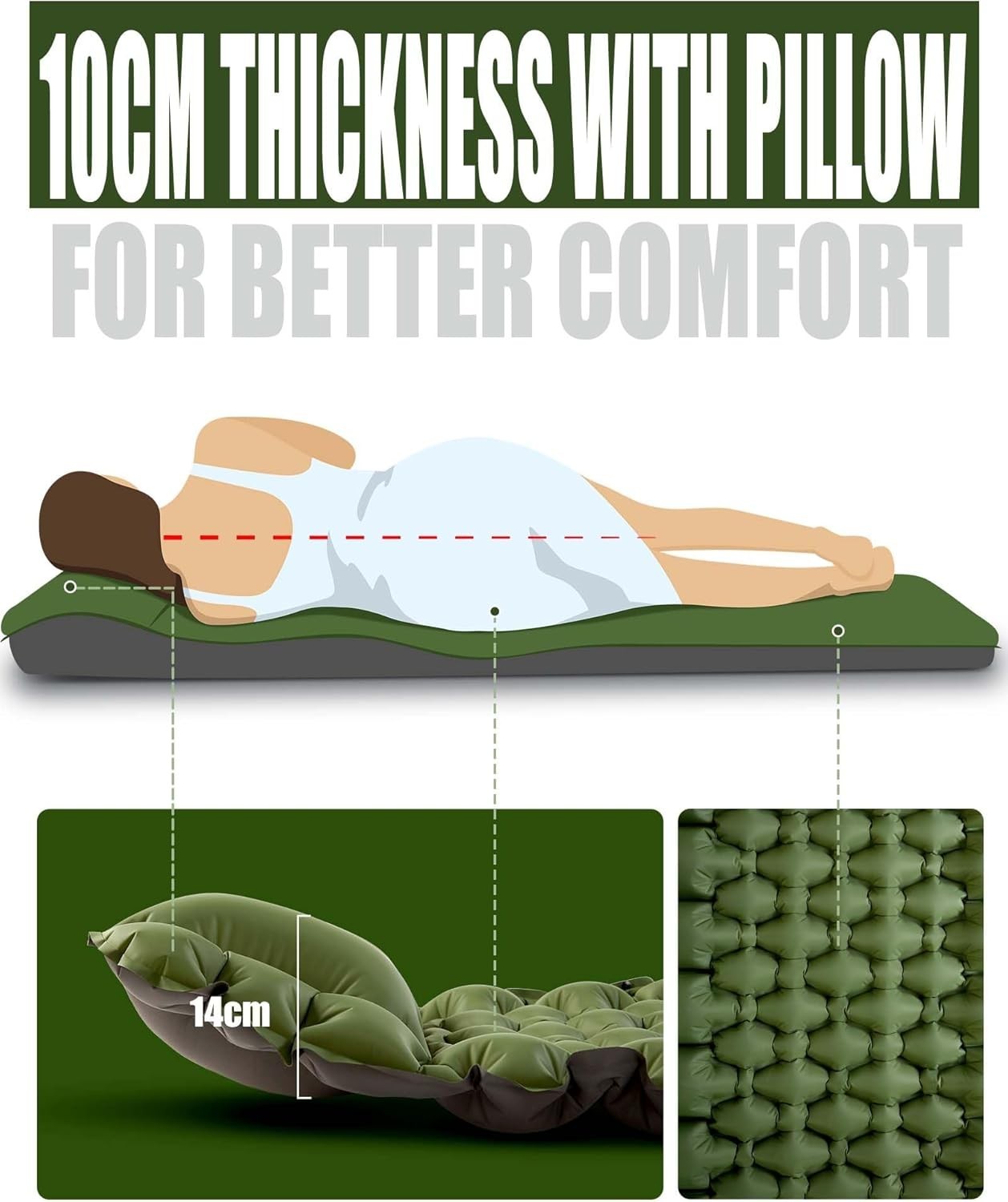 Self-Inflating Camping Mattress 10CM Thick Portable Sleeping Pad Outdoor