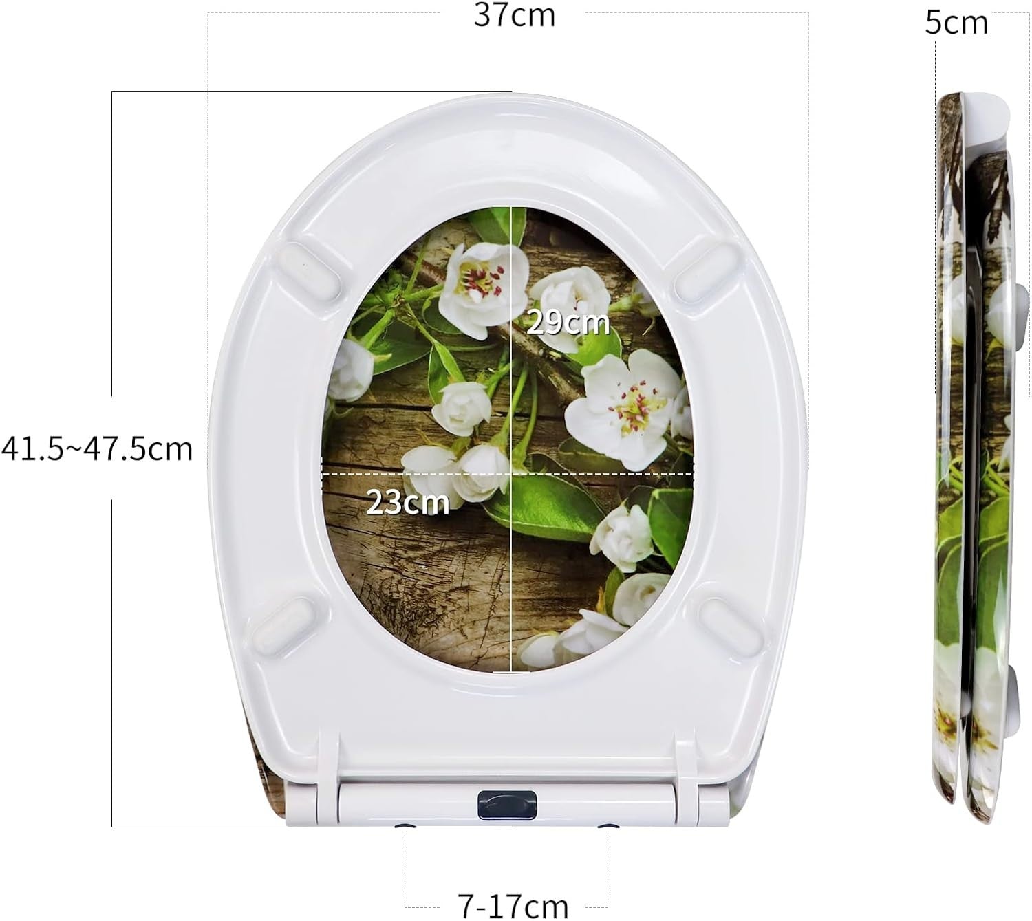 Colourful Toilet Seat Duroplast Quick Release Top Fix 45x37cm