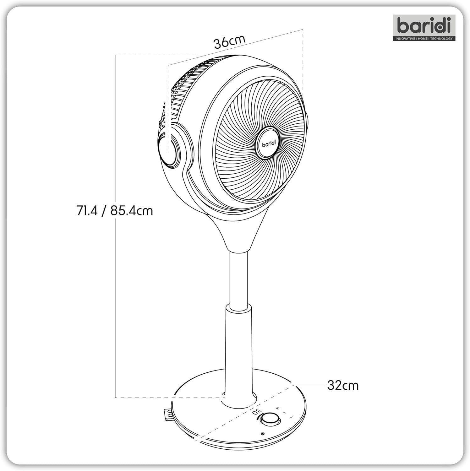 Pedestal Fan w/ Remote Control & 12hr Timer – 30 Speeds Ultra Quiet Oscillating