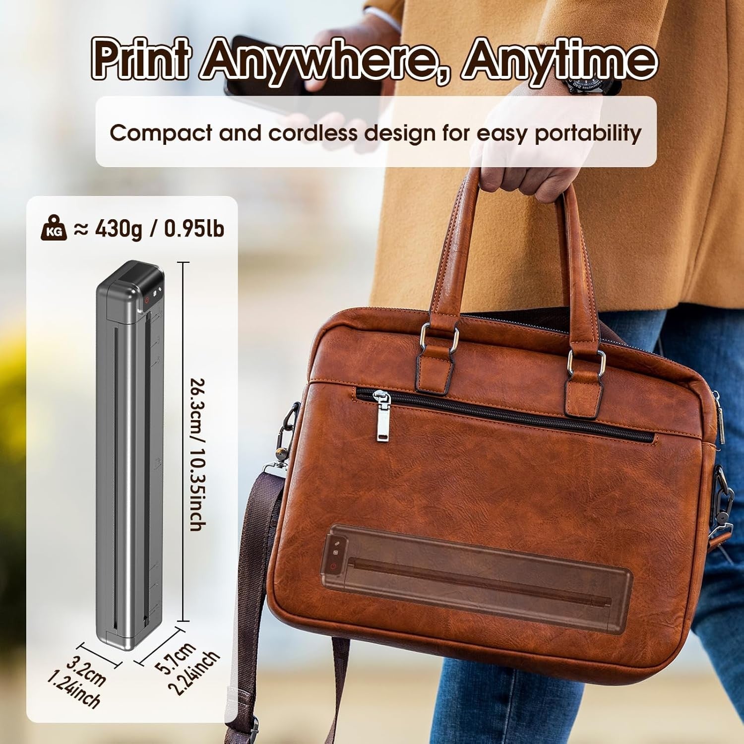 A4 Portable Wireless Thermal Printer 300DPI Black