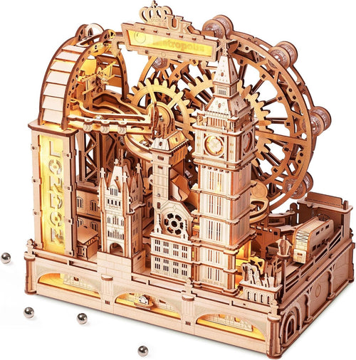 3D Wooden London Landmark Puzzle with Marble Track & LED Lights
