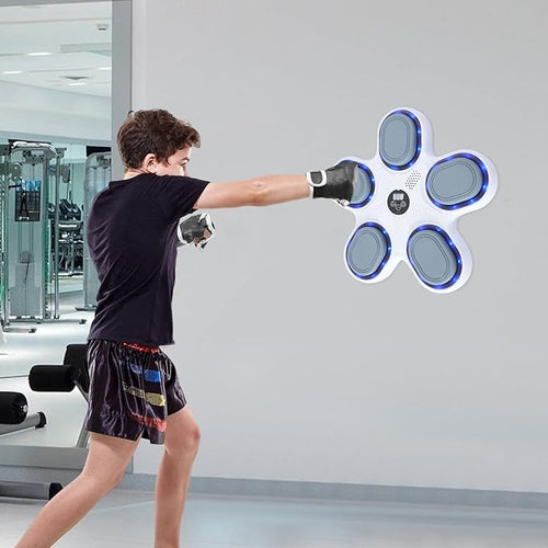Kids Music Boxing Machine LED Punch Trainer Bluetooth Gloves Wall Mounted