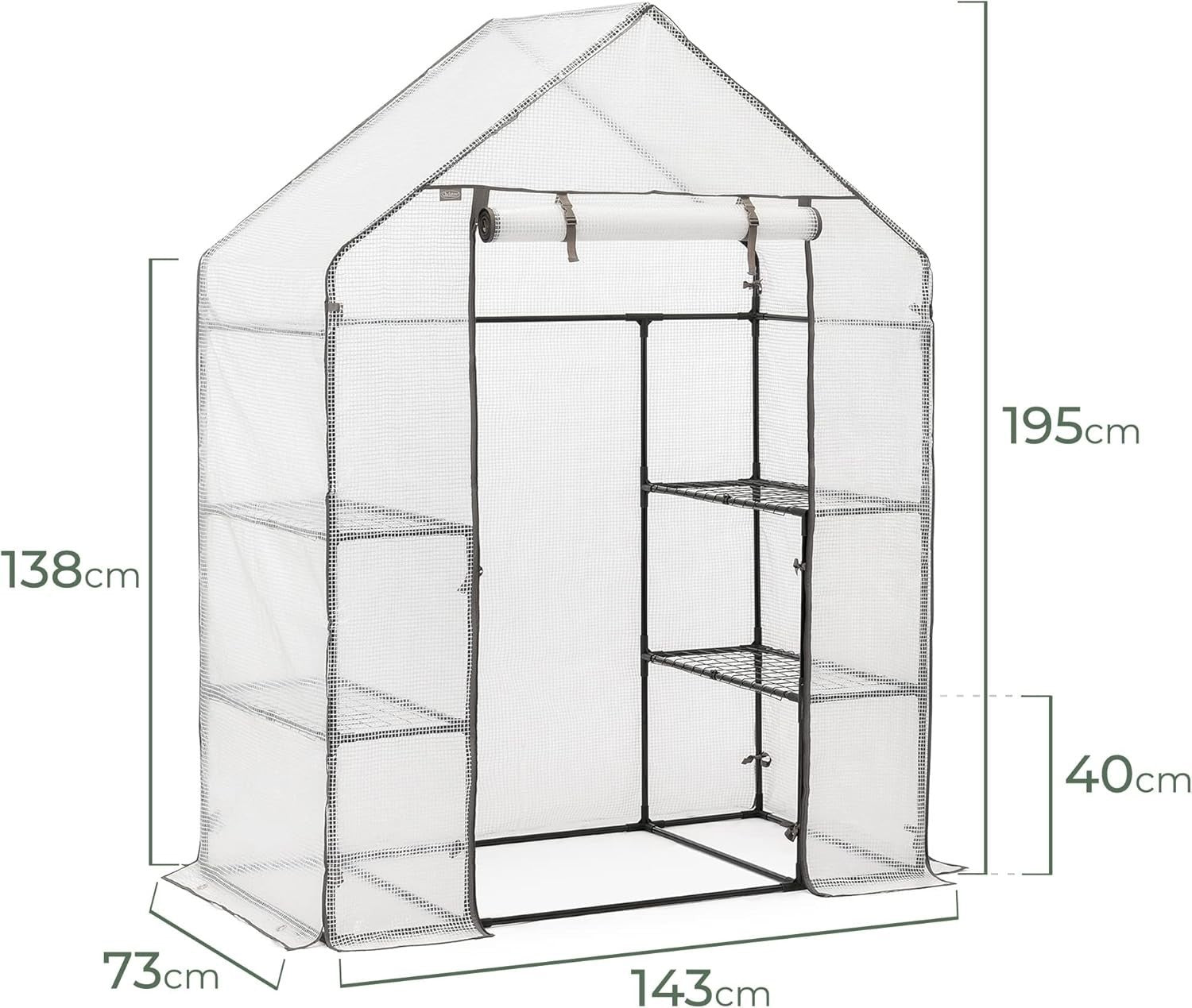 Walk-In Greenhouse with Shelves | Heavy-Duty Steel Frame Garden Grow Tent