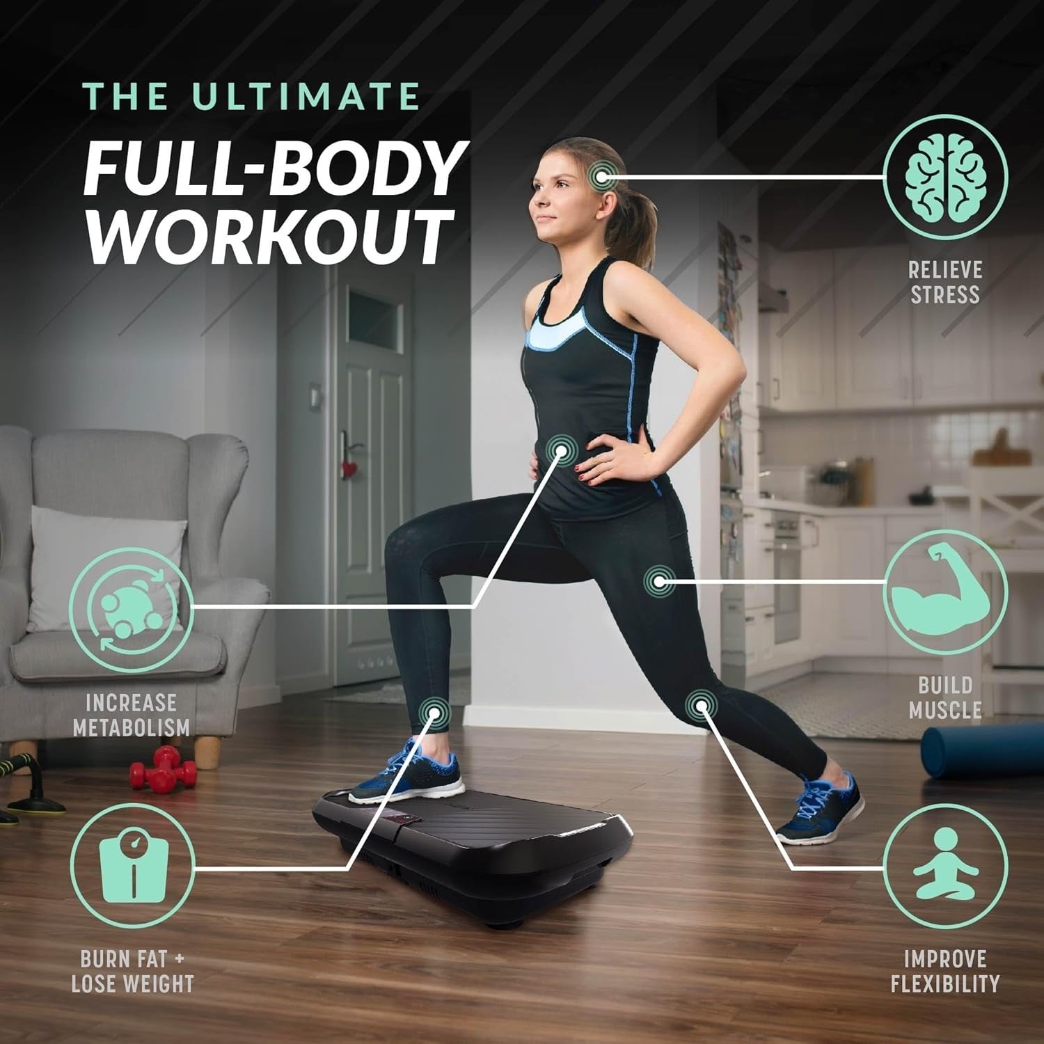 Compact Vibration Plate Exercise Machine 99 Levels 9 Programs Home Fitness