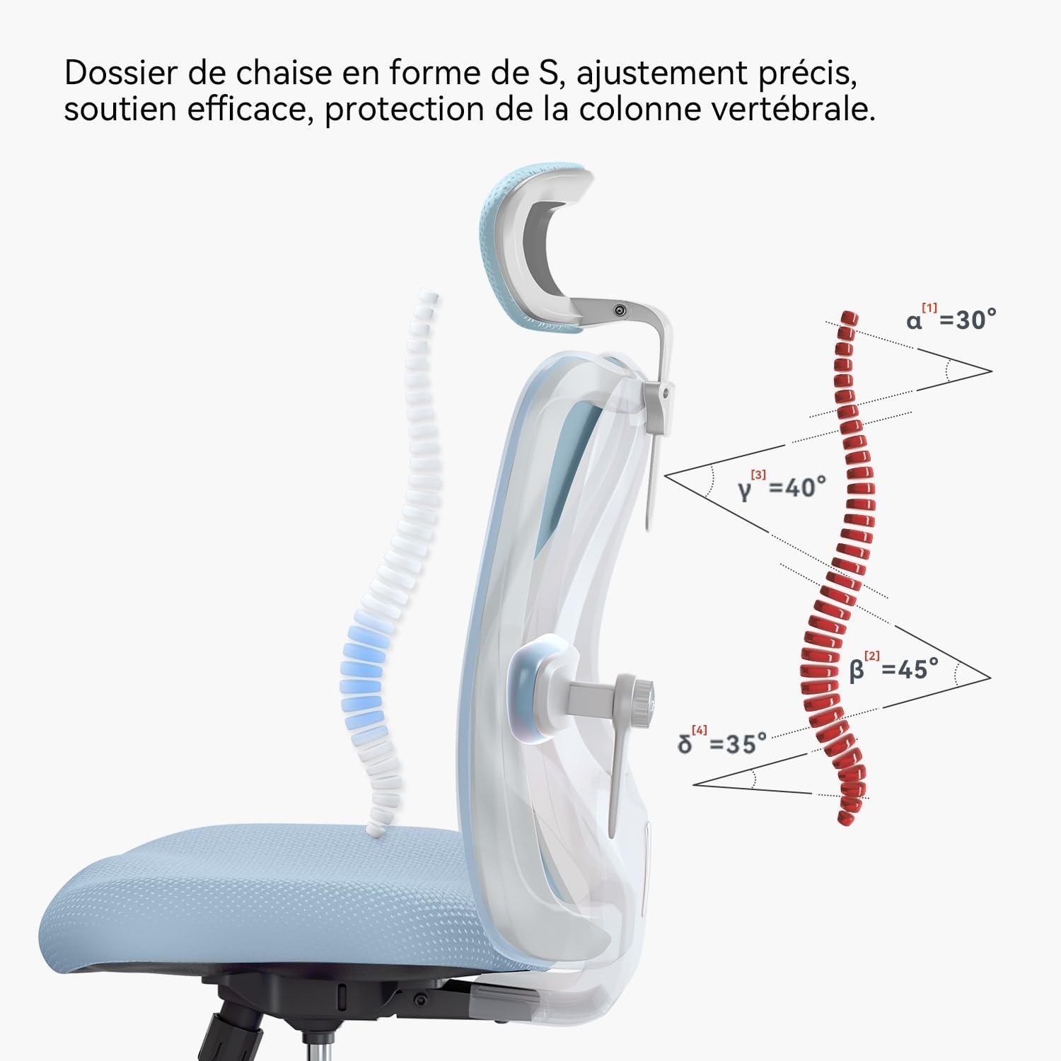 Ergonomic Mesh Office Chair Desk Computer Seat Adjustable Lumbar Swivel Blue
