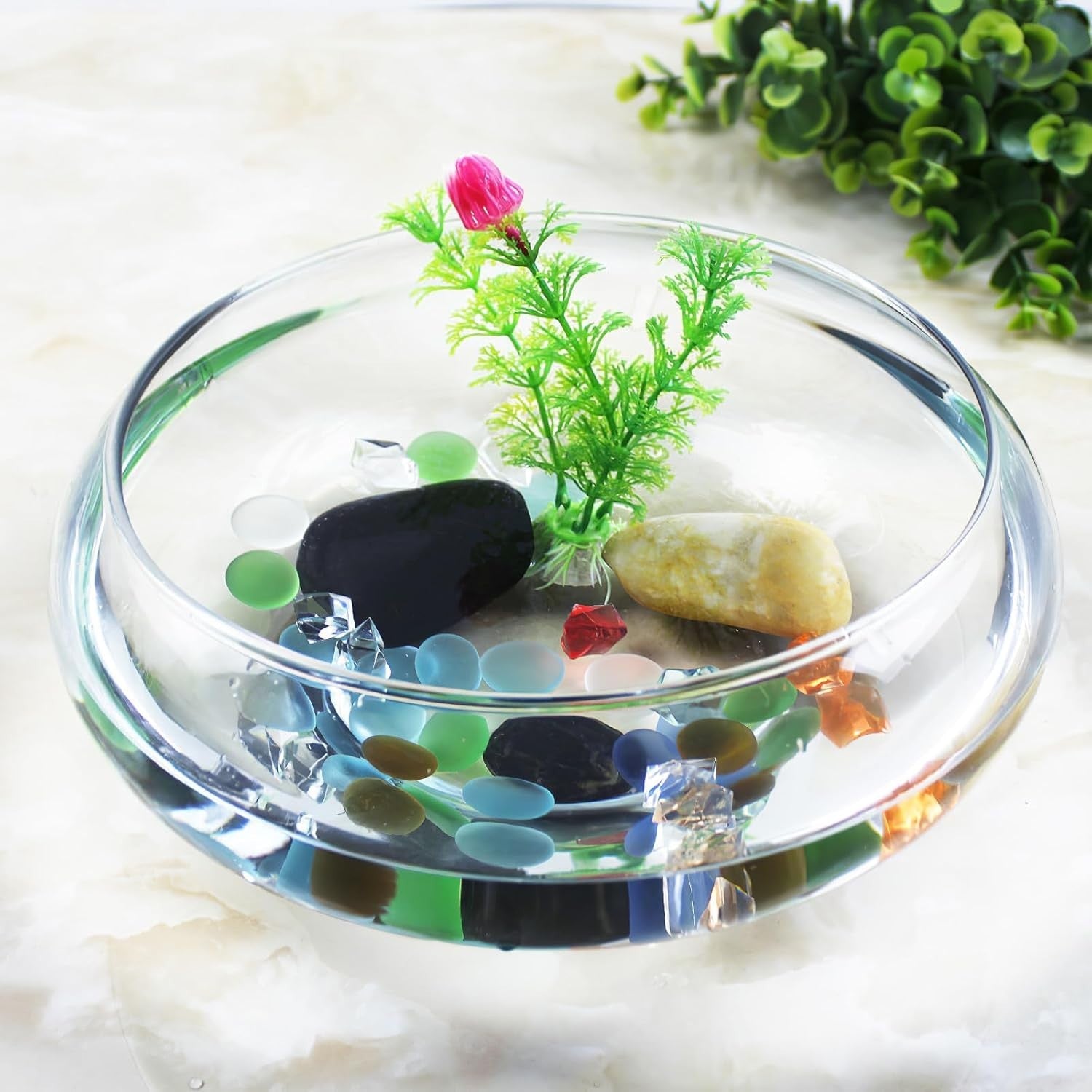 Transparent Desktop Fish Tank Plastic Aquarium Bowl for Goldfish