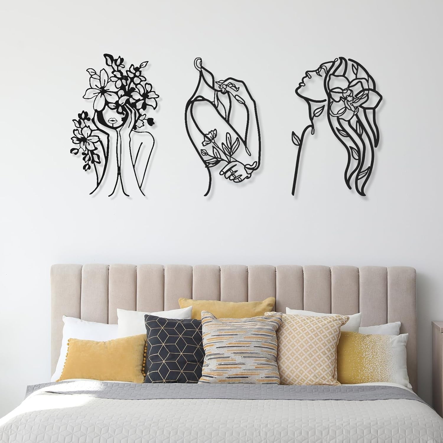 3Pcs Metal Wall Art Abstract Woman Line Drawing Decor