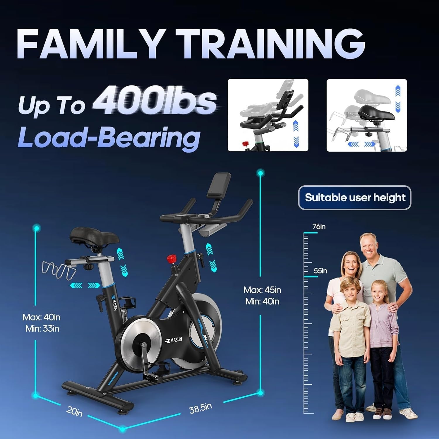 Quiet Magnetic Pro Exercise Bike w/ 15kg Flywheel, LCD, Rack & 400lb Capacity