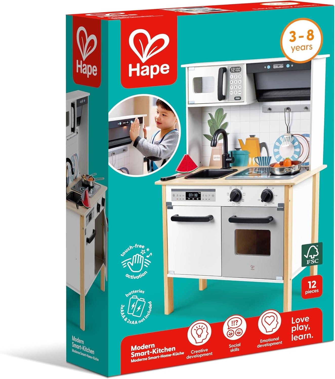 Kids Interactive Play Kitchen Lights Sounds Cooking Toy Set Accessories